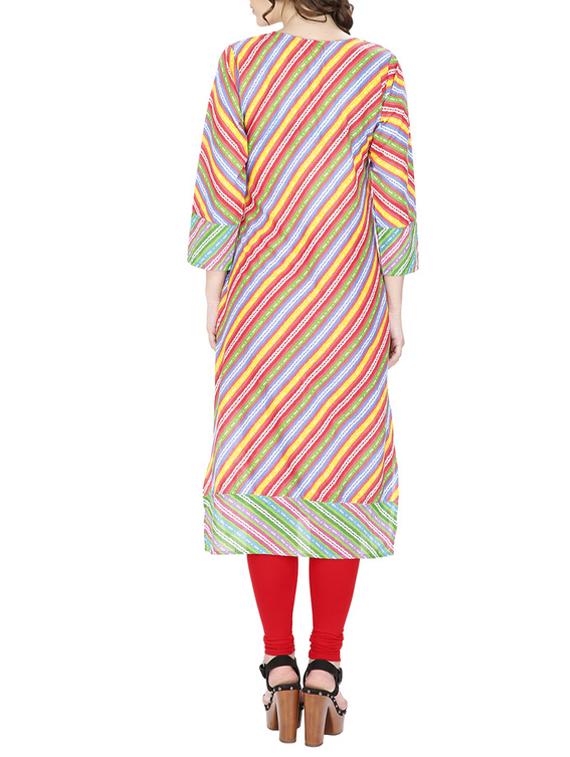red cotton kurta - 11298692 - Zoom Image - 3