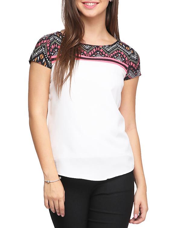 curved hem round neck top - 11300045 - Zoom Image - 1