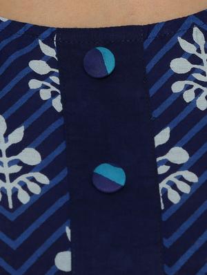 indigo cotton block printed kurta - 11301921 - Standard Image - 4