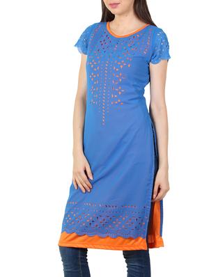 blue georgette straight kurta - 11304011 - Standard Image - 2