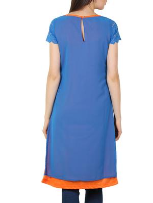 blue georgette straight kurta - 11304011 - Standard Image - 3