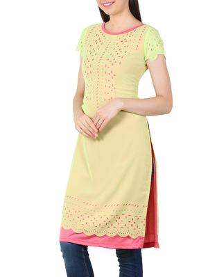 green georgette straight kurta - 11304012 - Standard Image - 2