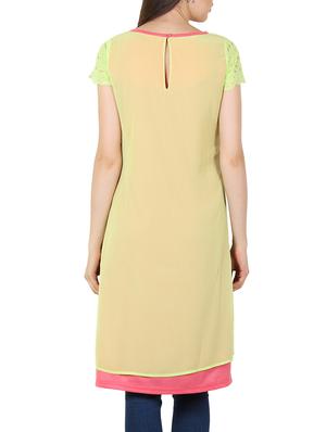 green georgette straight kurta - 11304012 - Standard Image - 3