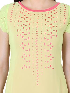 green georgette straight kurta - 11304012 - Standard Image - 4