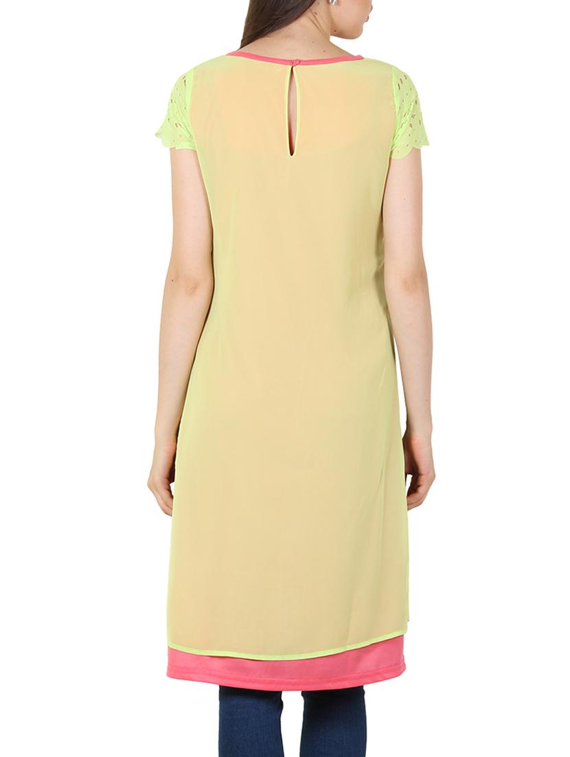 green georgette straight kurta - 11304012 - Zoom Image - 3