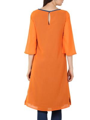 orange georgette straight kurta - 11304013 - Standard Image - 3