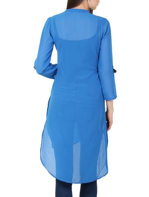 blue georgette highlow kurta - 11304031 - Standard Image - 3