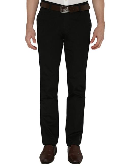 black cotton flat front trousers formal - 11304059 - Very Small Image - 1