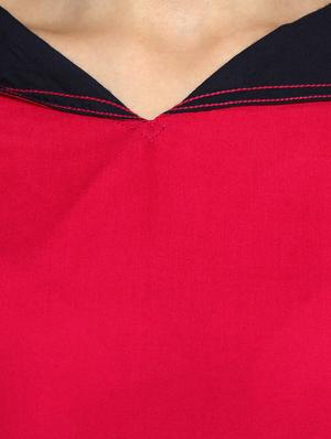 solid contrast straight kurta - 11304928 - Standard Image - 4