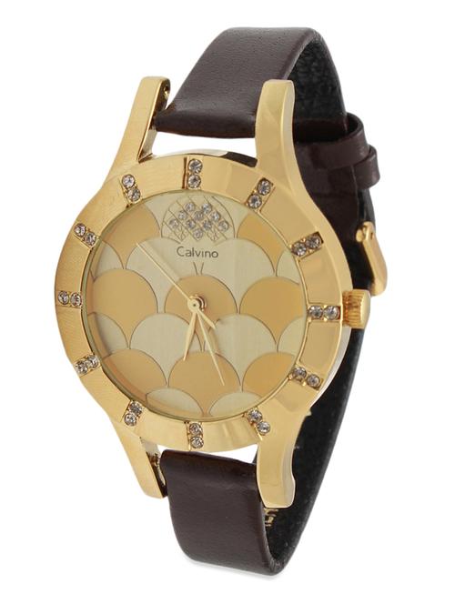 golden fish-scale printed dial wrist watch - 1130642 - Standard Image - 1