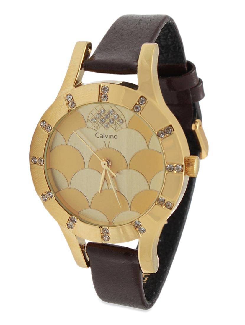 golden fish-scale printed dial wrist watch - 1130642 - Zoom Image - 1