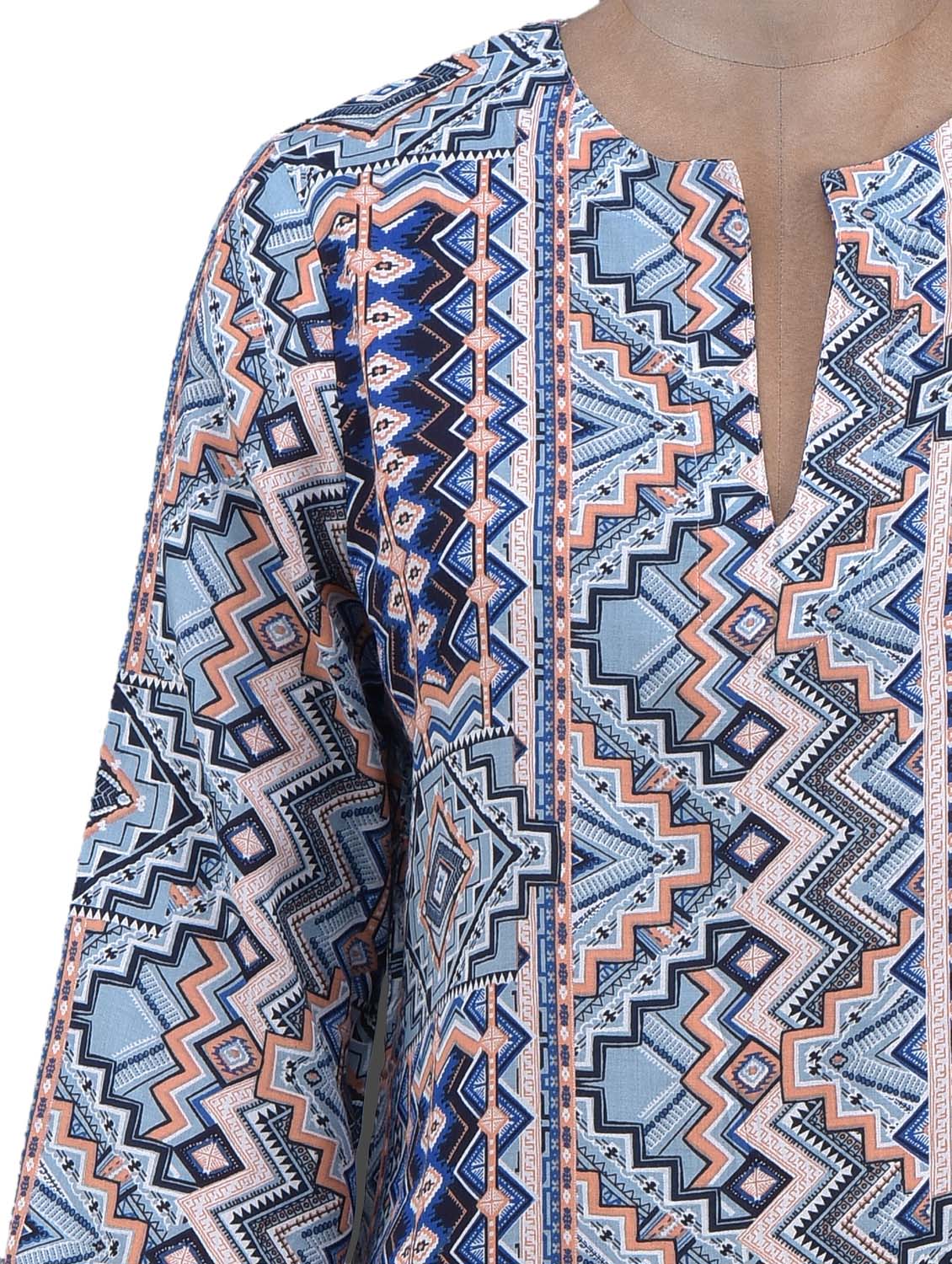 geometric print quarter sleeve kurti - 1131080 - Zoom Image - 4