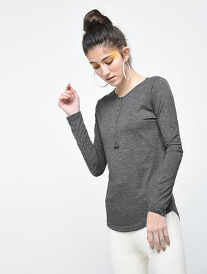 grey solid henley top - 11318687 - Standard Image - 2