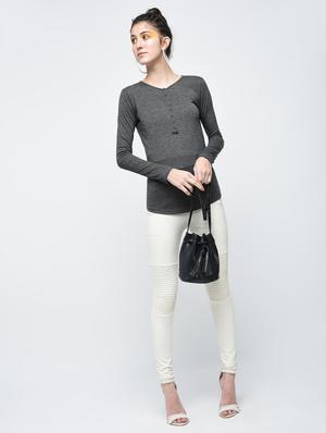 grey solid henley top - 11318687 - Standard Image - 4