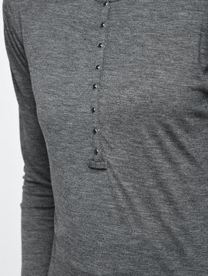 grey solid henley top - 11318687 - Standard Image - 6