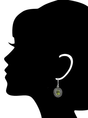 green silver drop earring - 11319549 - Standard Image - 2