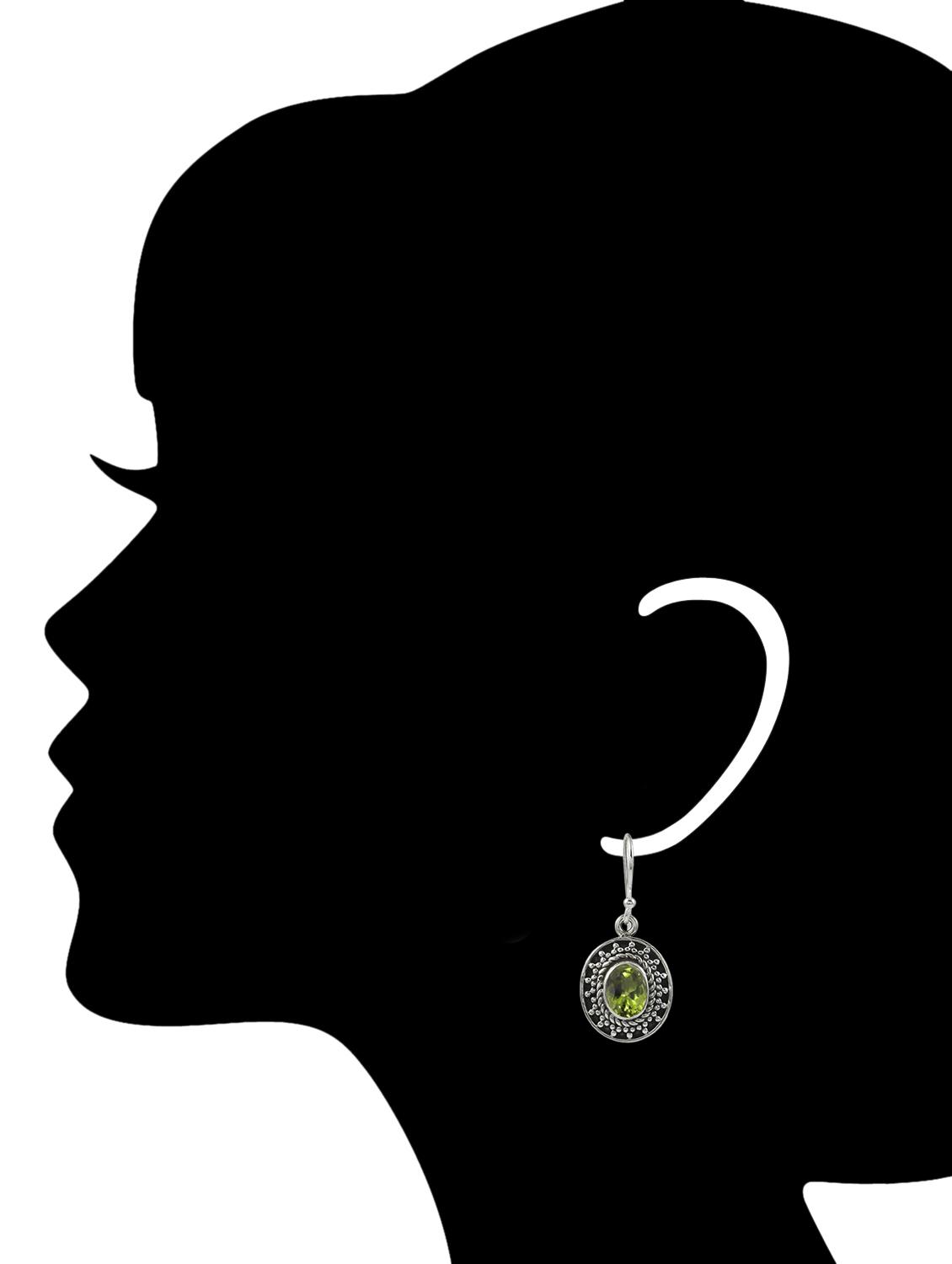 green silver drop earring - 11319549 - Zoom Image - 2