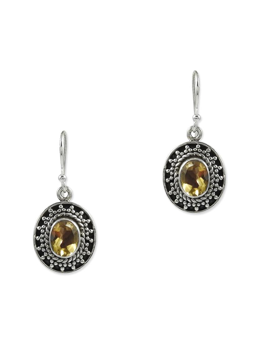 yellow silver drop earring