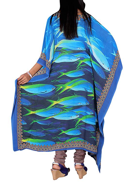 multi colored georgette printed kaftan - 11324162 - Zoom Image - 2