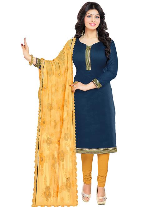 blue cotton dress material - 11333598 - Standard Image - 1