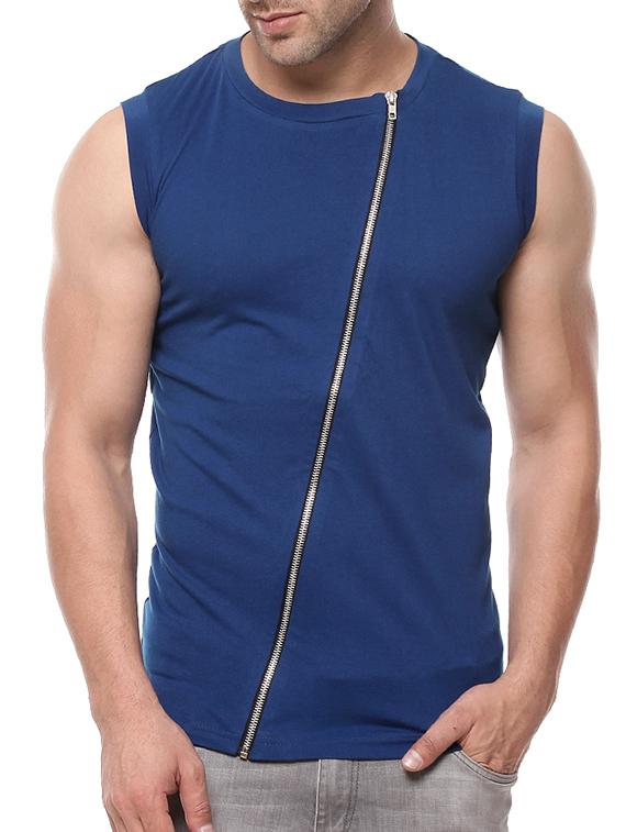 solid navy blue cotton t-shirt - 11334733 - Zoom Image - 1