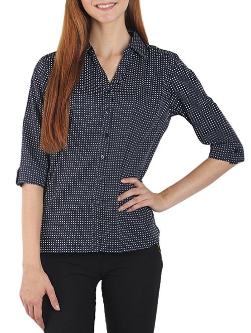navy blue crepe regular shirt - 11344039 - Standard Image - 1
