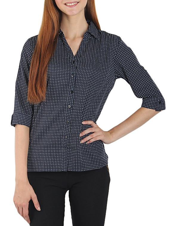 navy blue crepe regular shirt - 11344039 - Zoom Image - 1