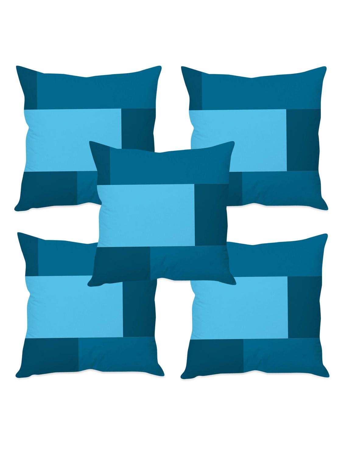 blue colour block taffeta silk cushion cover - 1135354 - Zoom Image - 3