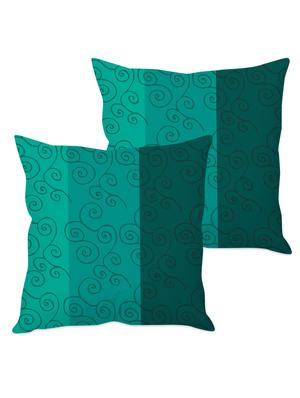 teal printed taffeta silk cushion cover - 1135380 - Standard Image - 2