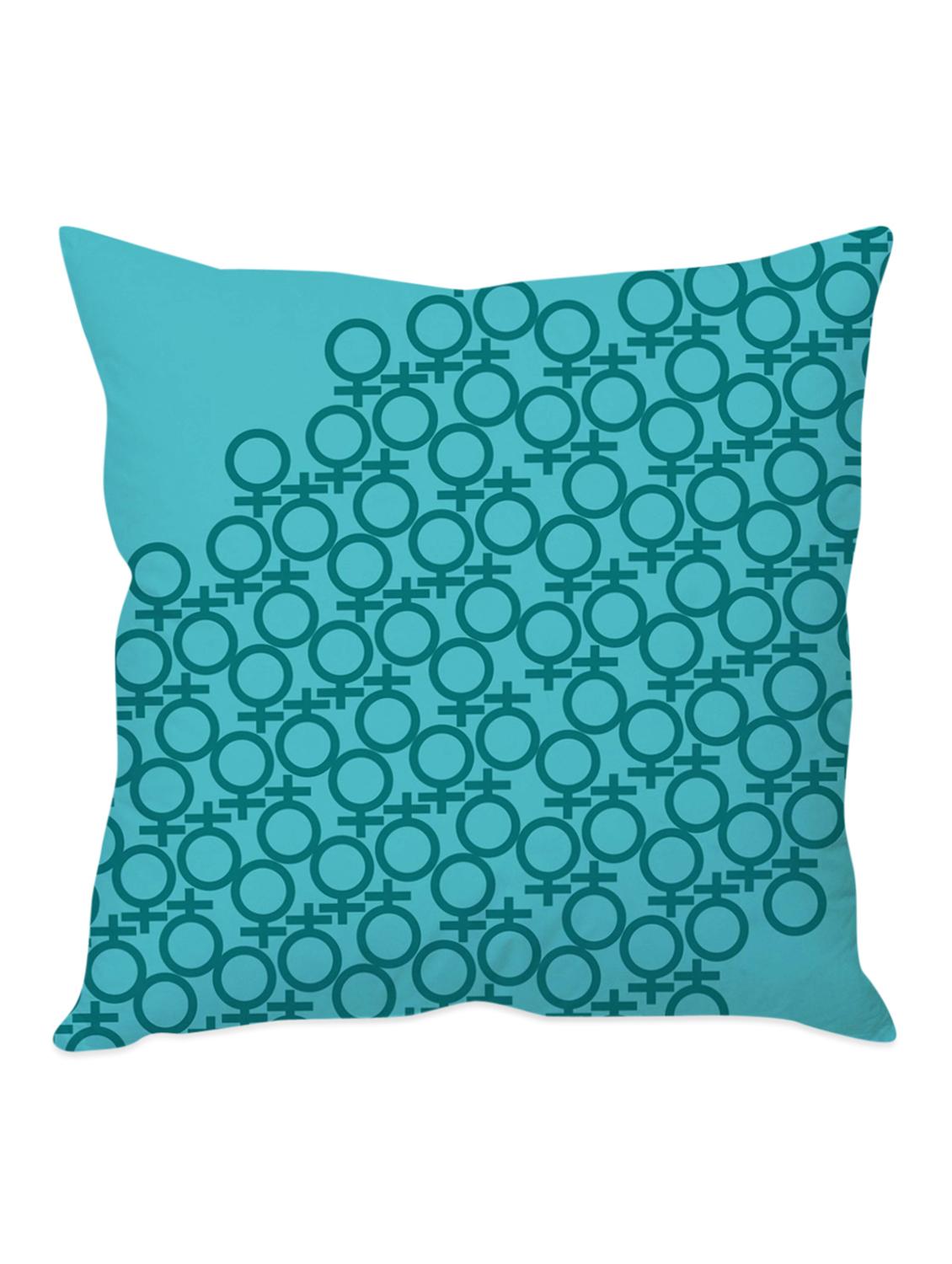 printed blue taffeta silk cushion cover - 1135392 - Zoom Image - 1