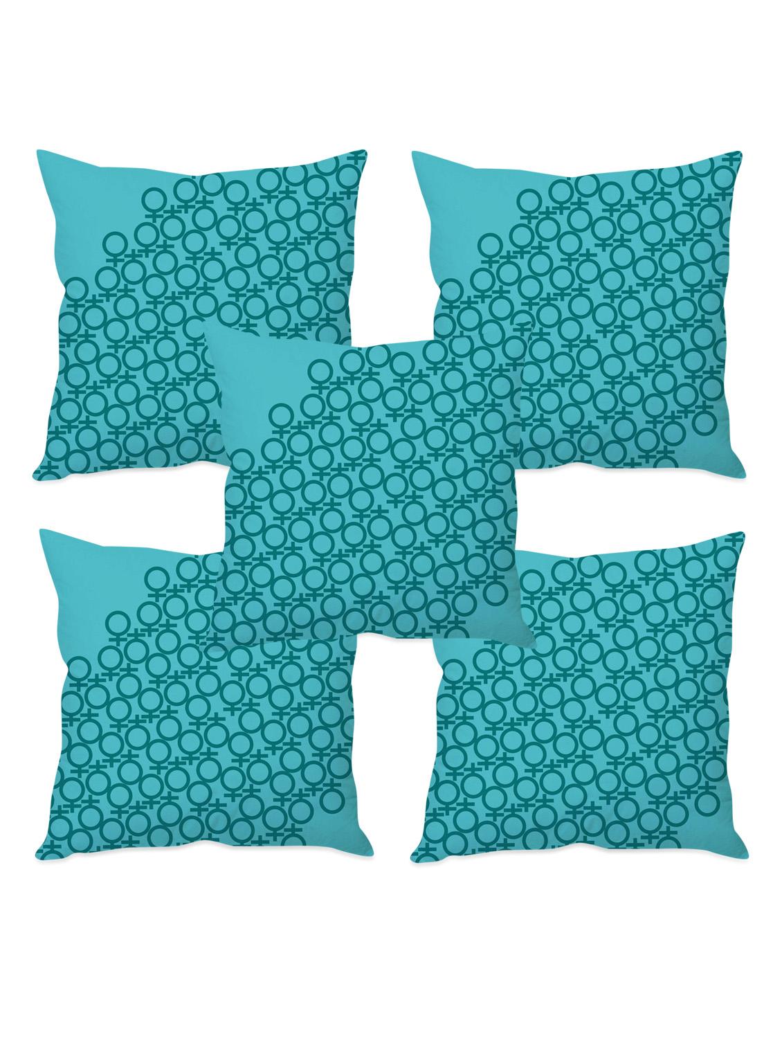 printed blue taffeta silk cushion cover - 1135392 - Zoom Image - 3