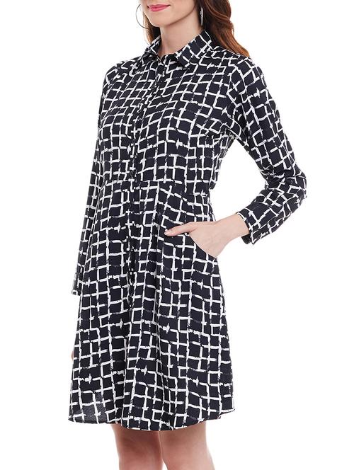 black crepe shirt dress - 11360258 - Standard Image - 1
