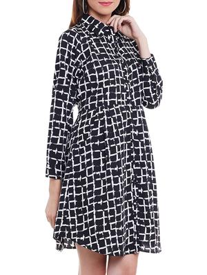 black crepe shirt dress - 11360258 - Standard Image - 2