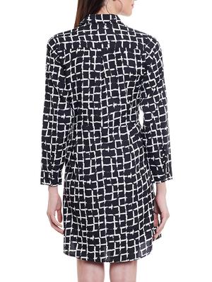 black crepe shirt dress - 11360258 - Standard Image - 3