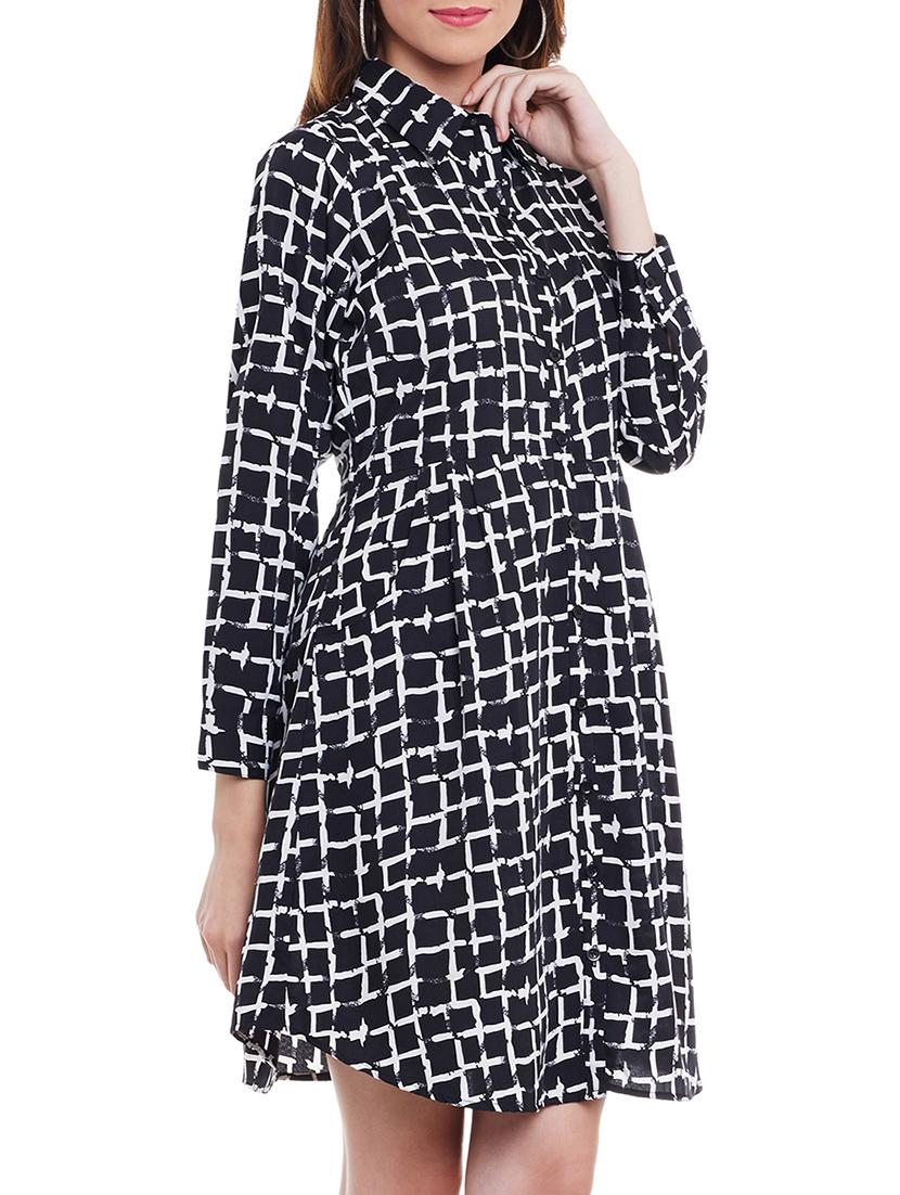 black crepe shirt dress - 11360258 - Zoom Image - 2