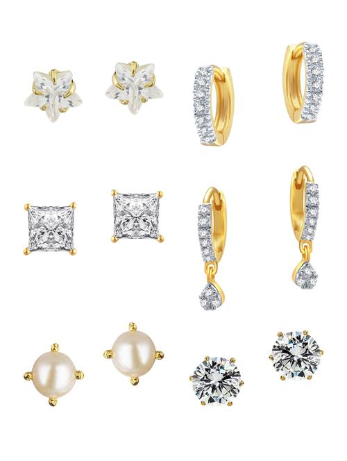white gold plated studs earring - 11360461 - Standard Image - 1