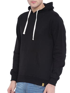 black solid hooded sweatshirt - 11360579 - Standard Image - 2