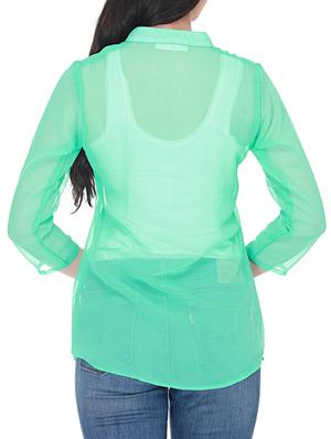 green georgette sheer top - 11361571 - Standard Image - 3
