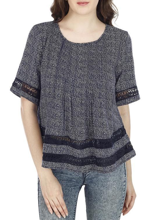 blue rayon printed top - 11362177 - Zoom Image - 1