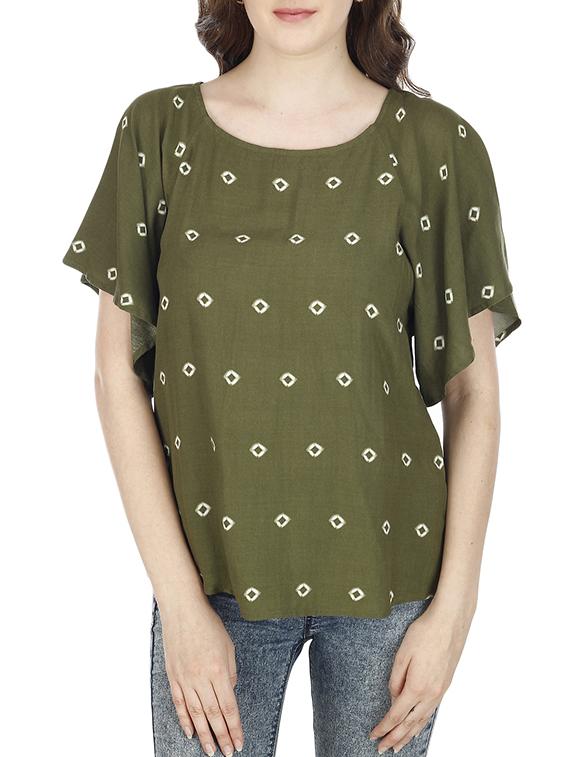green rayon printed top - 11362181 - Zoom Image - 1