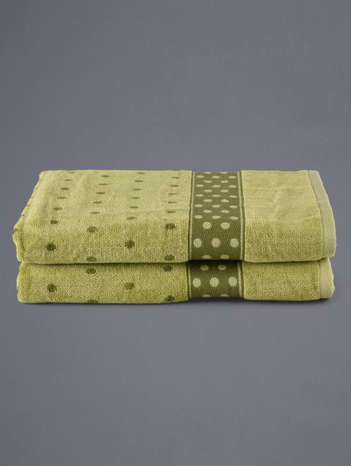 Set of 2 green polka dot bath towel - 1136335 - Very Small Image - 1