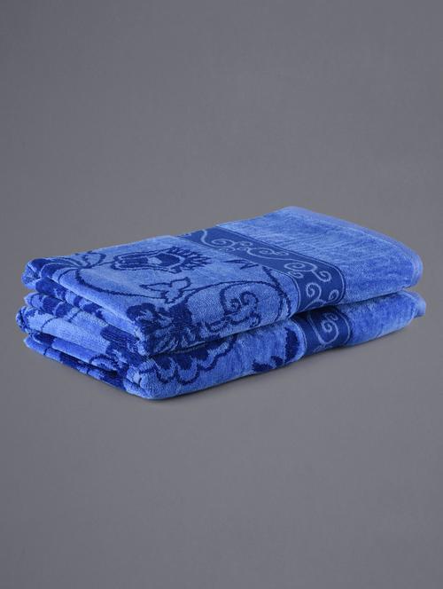 Set of 2 blue floral pattern bath towels - 1136338 - Very Small Image - 1