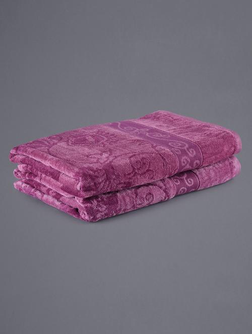 Set of 2 purple floral pattern bath towels - 1136340 - Very Small Image - 1