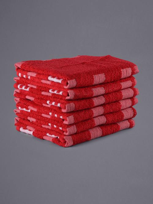 Set of 6 red geometric pattern hand towels - 1136350 - Very Small Image - 1