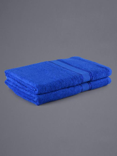 Set of 2 solid blue bath towels - 1136353 - Very Small Image - 1