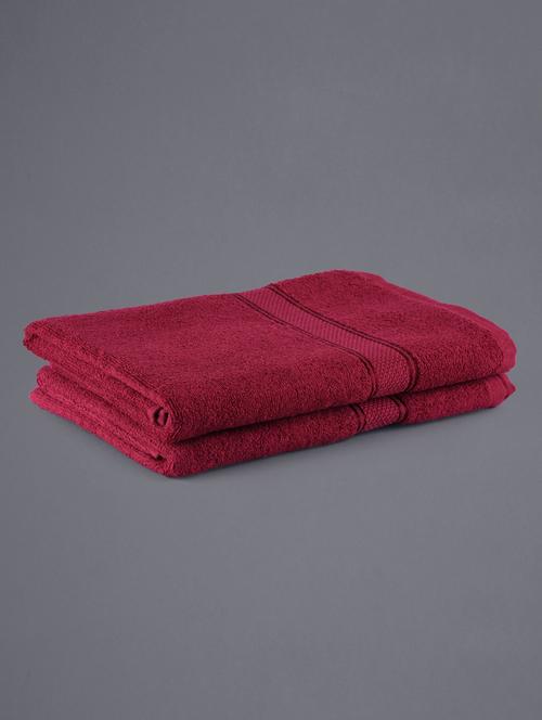 Set of 2 solid maroon bath towels - 1136354 - Very Small Image - 1