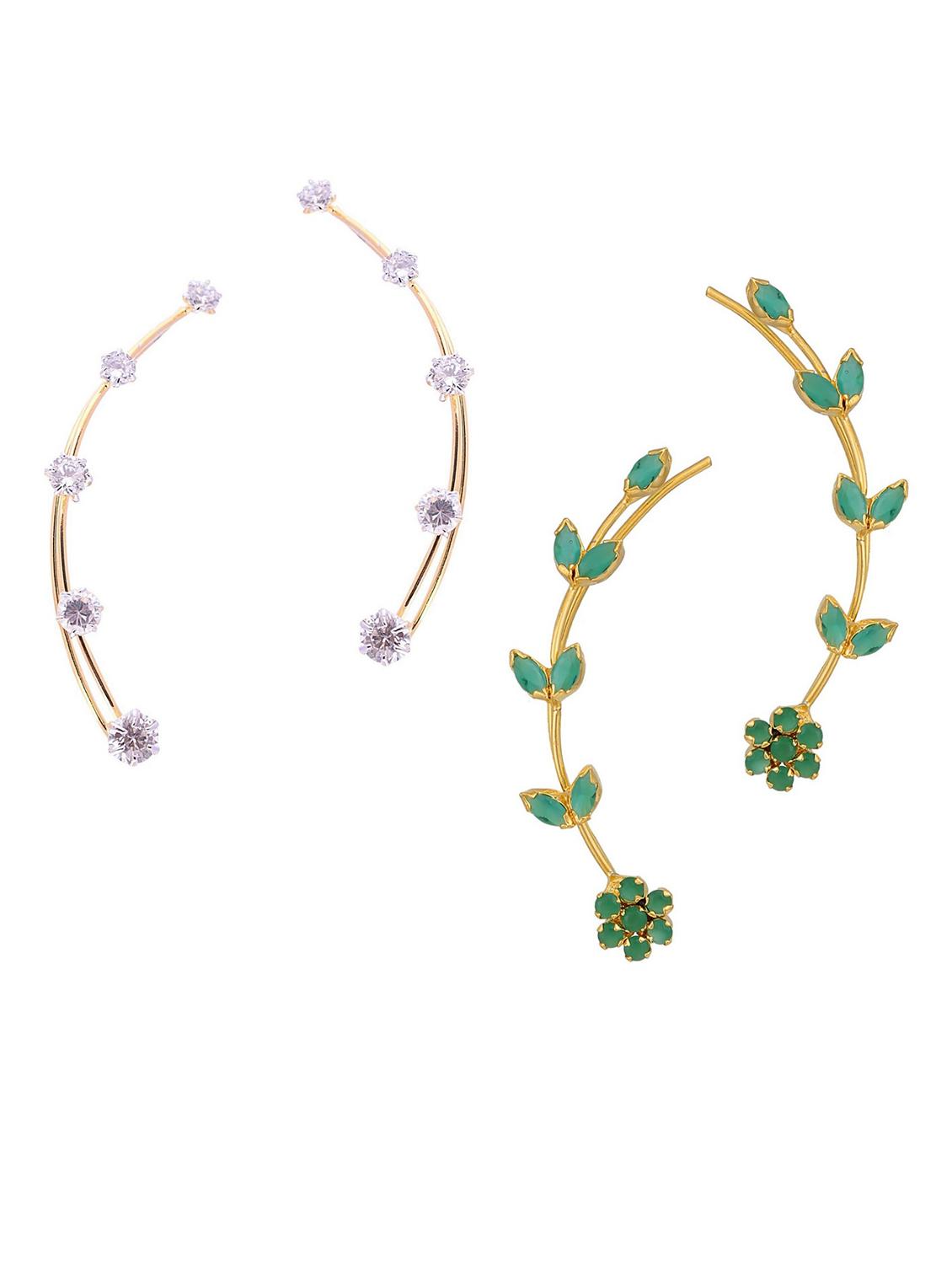 Green gold plated cuff (set of 2) earrings - 11366558 - Zoom Image - 1
