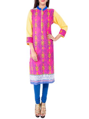 pink cotton printed kurta - 11366638 - Very Small Image - 1