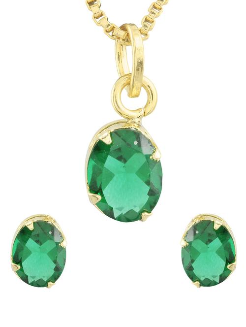 green gold plated pendant and earrings - 11366963 - Very Small Image - 1