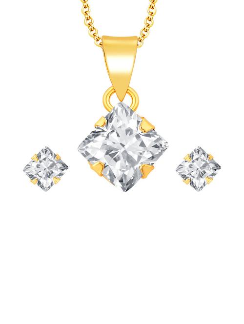 white gold plated pendant and earrings - 11367078 - Standard Image - 1